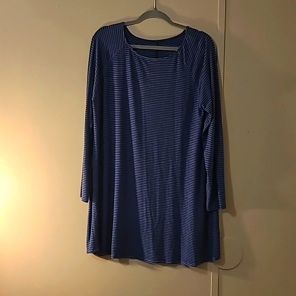 Soft Surroundings super soft cotton tunic long sleeve blue striped excellent con - Picture 1 of 9